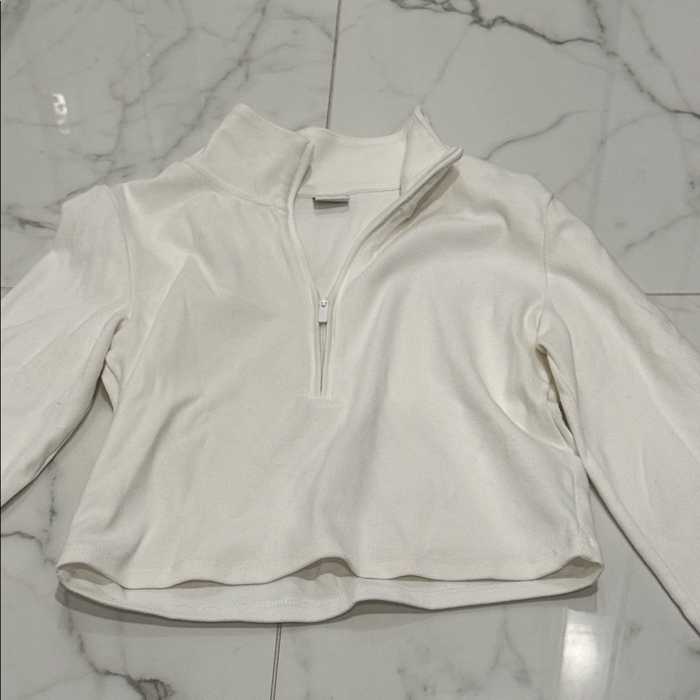 Artizia Sunday Best White Quarter-Zip Pullover